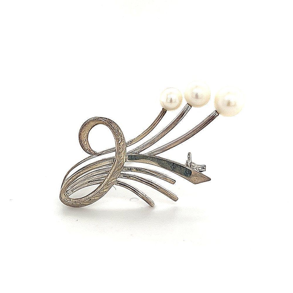 Mikimoto Estate Akoya Pearl Brooch Sterling Silver 6.5 mm 5 Grams M241